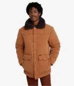 David Harbour Wrangler x Stranger Things TV Series S05 Jim Hopper Brown Parachute Puffer Jacket