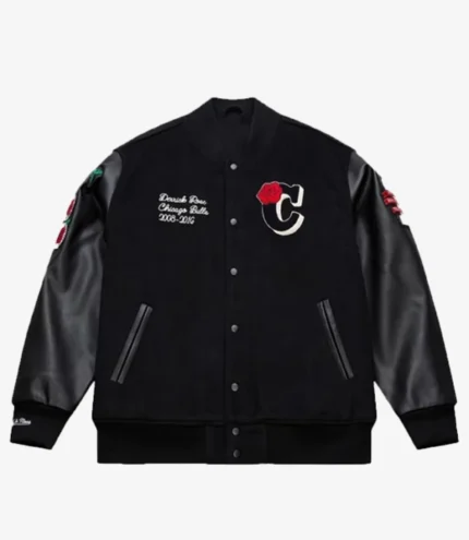 Derrick Rose Chicago Bulls Black Retirement Letterman Full-Snap Jacket For Unisex