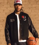Unisex Derrick Rose Chicago Bulls Black Retirement Letterman Full-Snap Jacket
