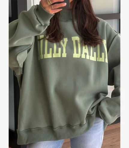 Unisex Dilly Dally Mock Neck Olive Sweatshirt