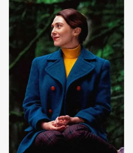 Unisex Elizabeth Olsen Eternity 2026 Joan Blue Wool Coat