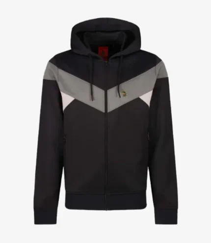 Unisex Emmerdale August 2025 Grey Chest Panel LUKE 1977 Black Baldur Zipper Hoodie