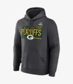Green Bay Packers 2025 Playoffs Ready Charcoal Black Pullover Hoodie