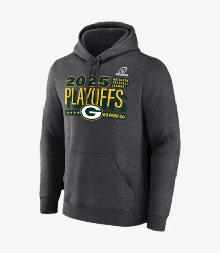 Green Bay Packers 2025 Playoffs Ready Charcoal Black Pullover Hoodie
