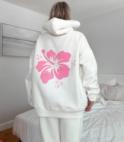 Hibiscus Flower White Hoodie