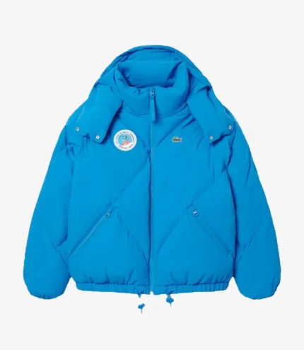 Lacoste x Olympic Heritage Cortina d’Ampezzo 1956 Collection Blue Puffer Jacket with Hood