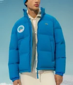 Unisex Lacoste x Olympic Heritage Cortina d’Ampezzo 1956 Collection Mens Blue Full Zip Puffer Jacket