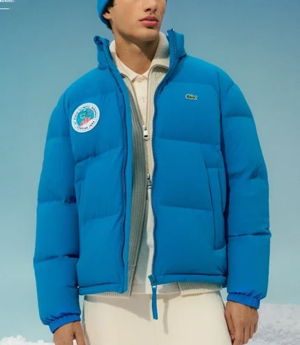 Unisex Lacoste x Olympic Heritage Cortina d’Ampezzo 1956 Collection Mens Blue Full Zip Puffer Jacket