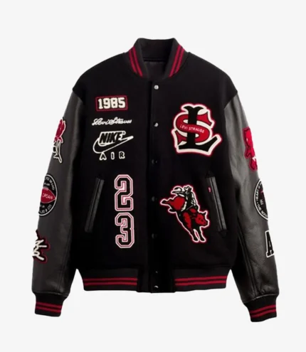 Levi’s x Jordan 2026 Black Varsity Jacket Wool With Leather Sleeves For Men & Women