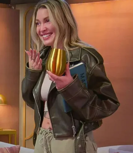 Love is Blind S08 Madison Errichiello Brown Leather Biker Jacket