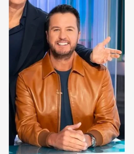 Luke Bryan American Idol S24 Bomber BrownLeather Jacket