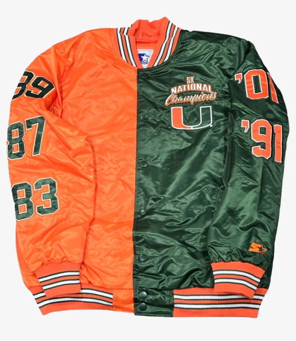 Miami Hurricanes Vintage Colorblock Starter Jacket For Unisex