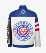 Micah Richards 2025 Baller League UK 2025 Final Four Red Blue White Leather Varsity Patch Logo Jacket