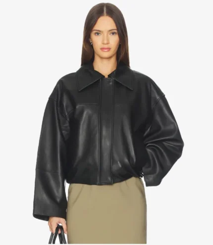Women’s Millie Oversized Black Leather Jacket