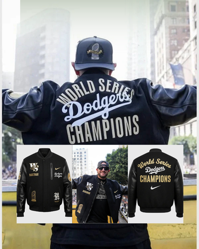 Nike Dodgers World Series Letterman Jacket banner