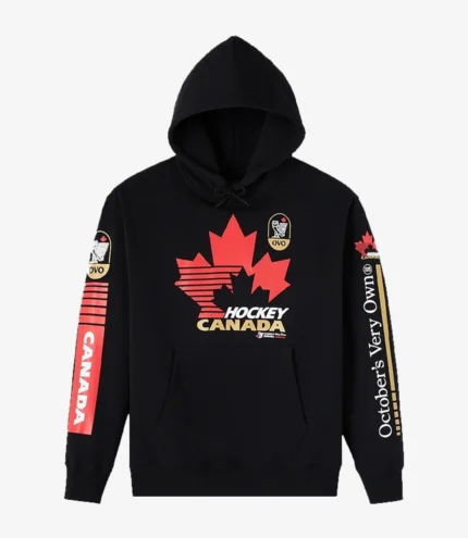 Unisex OVO Hockey Canada Black & White Pullover Fleece Hoodie