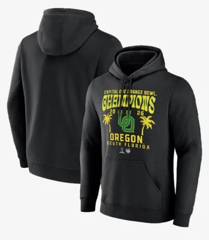 Unisex Oregon Ducks 2026 Orange Bowl Champions Black College Football Playoff Hometown Pride Hoodie