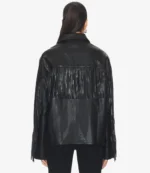 Oversized Black Fringe Leather Jacket