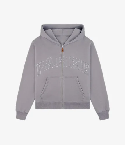 Unisex Parke Monochrome Varsity Fleece Zip-Up Light Blue & Grey Hoodie 2026