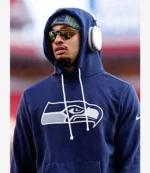Seattle Seahawks 2025 Nike Navy Sideline Pullover Hoodie