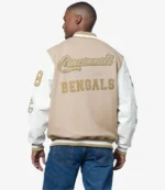 Starter Cincinnati Bengals Beige & White Wool Varsity Jacket