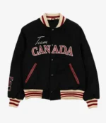 2026 SCA x Hockey Canada Leaf & Legacy Black Wool Varsity Bomber Jacket