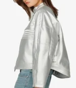 Chrome Hearts 2025 The Racer Front Zip 115 Embossed Silver Metallic Leather Jacket For Unisex