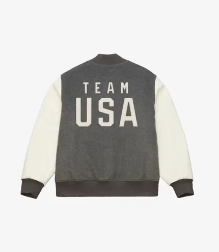 Heather Gray-Cream Team USA Coach Snoop Full-Snap Varsity Jacket
