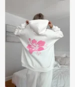 Hibiscus Flower White Hoodie For Unisex