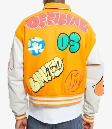 Limited Edition Graffiti White and Yellow Varsity Jacket