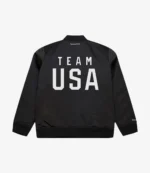 Mitchell & Ness Black Team USA Coach Snoop Satin Full-Zip Bomber Jacket