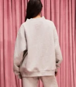 Parke Women’s Valentine’s 2026 Jean Heart Varsity Mockneck Fleece Sweatshirt in Pink & Grey For Men & Women