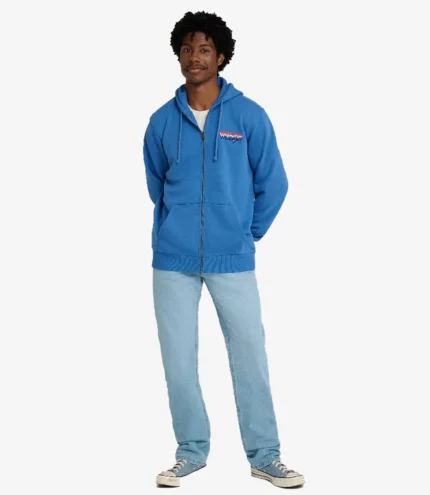 Wrangler x Stranger Things TV Series S05 Eleven Blue Zip Up Fleece Hoodie