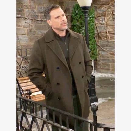 ua Morrow TV Series The Young and the Restless 2025 Nicholas Newman Green Wool Peacoat For Unisex