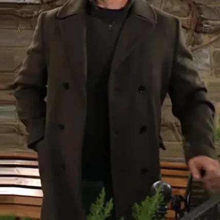 ua Morrow TV Series The Young and the Restless 2025 Nicholas Newman Green Wool Peacoat