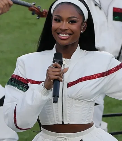 Women's 2026 NFL Super Bowl LX Coco Jones White Cropped Jacket