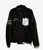 Unisex Abercrombie 2026 Pro Bowl Games Black Wool Varsity Jacket with Leather Sleeves