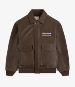 Aime Leon Dore World’s Borough Brown Leather Flight Bomber Jacket