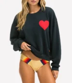 Aviator Nation Heart Sweatshirt Black