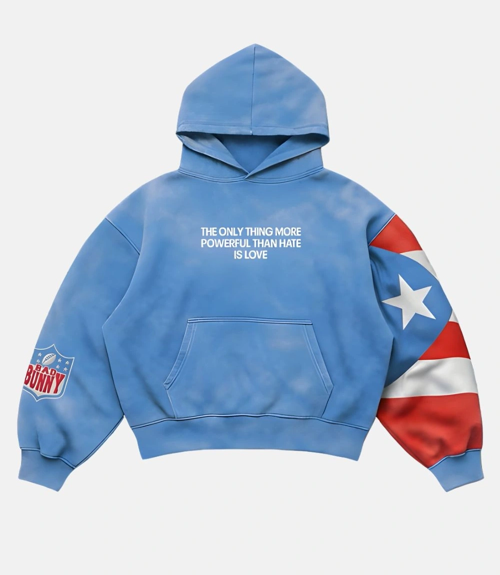 Bad Bunny Puerto Rico The Only Thing More Powerful Than Hate Is Love Hoodie Bad Bunny PR Hoodie