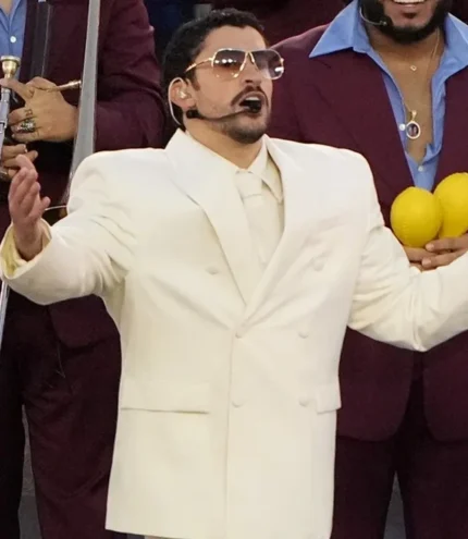 Unisex Bad Bunny Super Bowl LX Halftime Show White Double Breasted Blazer
