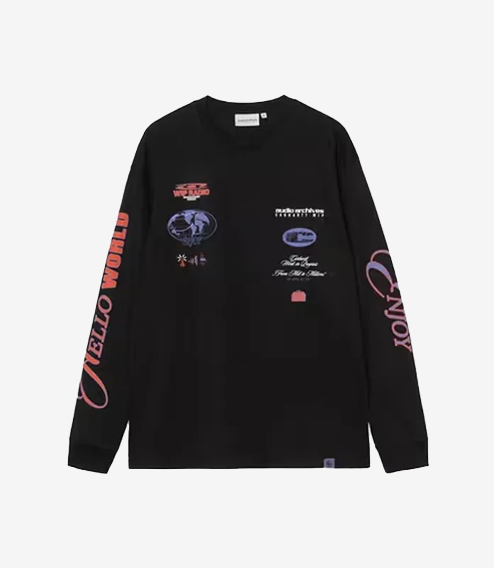 Carhartt WIP Audio Archives WIP Black Long-Sleeve T-Shirt Carhartt WIP Audio Archives WIP Black Long-Sleeve T-Shirt For Unisex