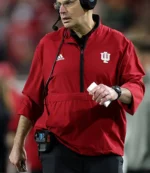 Coach Curt Cignetti Indiana Hoosiers Adidas Coaches Zip Pocket Short Sleeve Jacket in Red