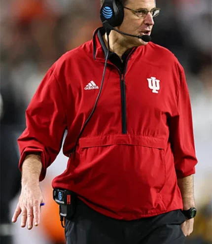 Unisex Coach Curt Cignetti Indiana Hoosiers Adidas Coaches Quater  Zip Pocket Short Sleeve Jacket in Red