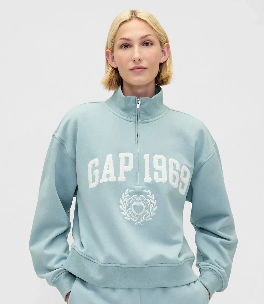 GAP VintageSoft 1969 Logo Half-Zip Sweatshirt For Women