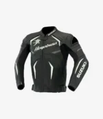Hayabusa Black Motorbike Leather Racing Jacket For unisex