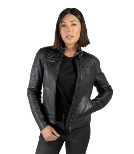 Women's Isla Black Leather Motorcycle Jacket