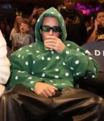 Unisex Justin Bieber 2026 Lakers Game Polka Dot Green Fleece Pullover Hoodie