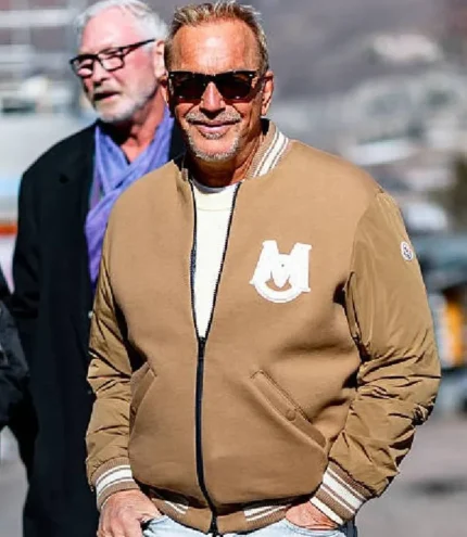 Unisex Kevin Costner Brown Bomber Zipper Jacket