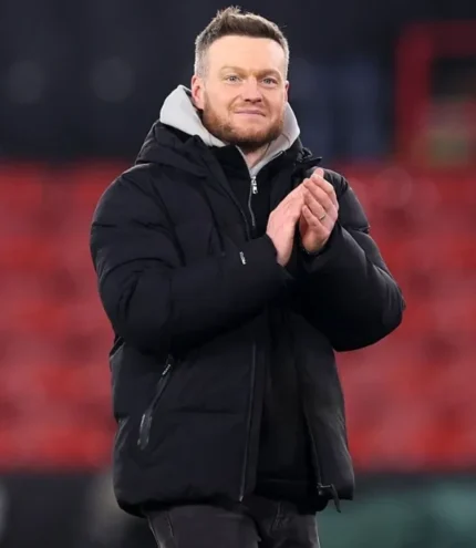 Unisex Kim Hellberg Sheffield United Vs Middlesbrough Sky Bet Championship Match Black Quilted Puffer Hooded Jacket